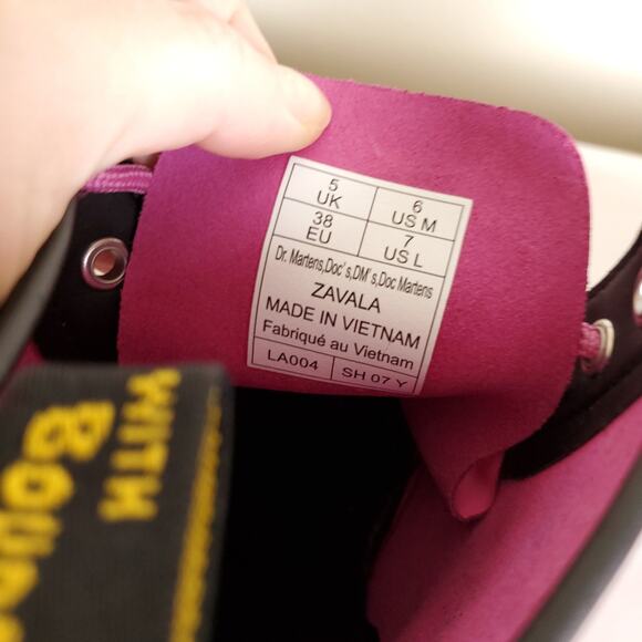 NEW Dr. Martens Zavala Pink Unisex Combat Boots 8 Eye Laceup Booties - Picture 12 of 13